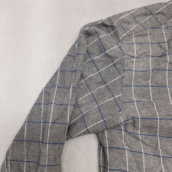 HLYW Windowpane Casual Flannel Button Up Shirt Mens Size Medium M Gray - Picture 4 of 10